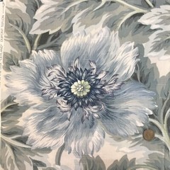 Vtg Concord Leyland Dupont Teflon Blue Floral Cotton Fabric 2.5yds x 56.5”