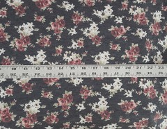 Maroon Roses on Black Fabric Jersey Knit By The the Yard 10/16