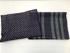 Vintage Japanese Kasuri Fabric Lot Yukinko Snow Indigo Green Striped Boro Craft
