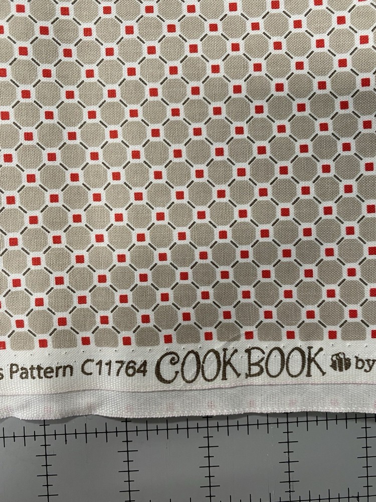 Cook Book cotton fabric Lori Holt 1 yd 11764 Pewter