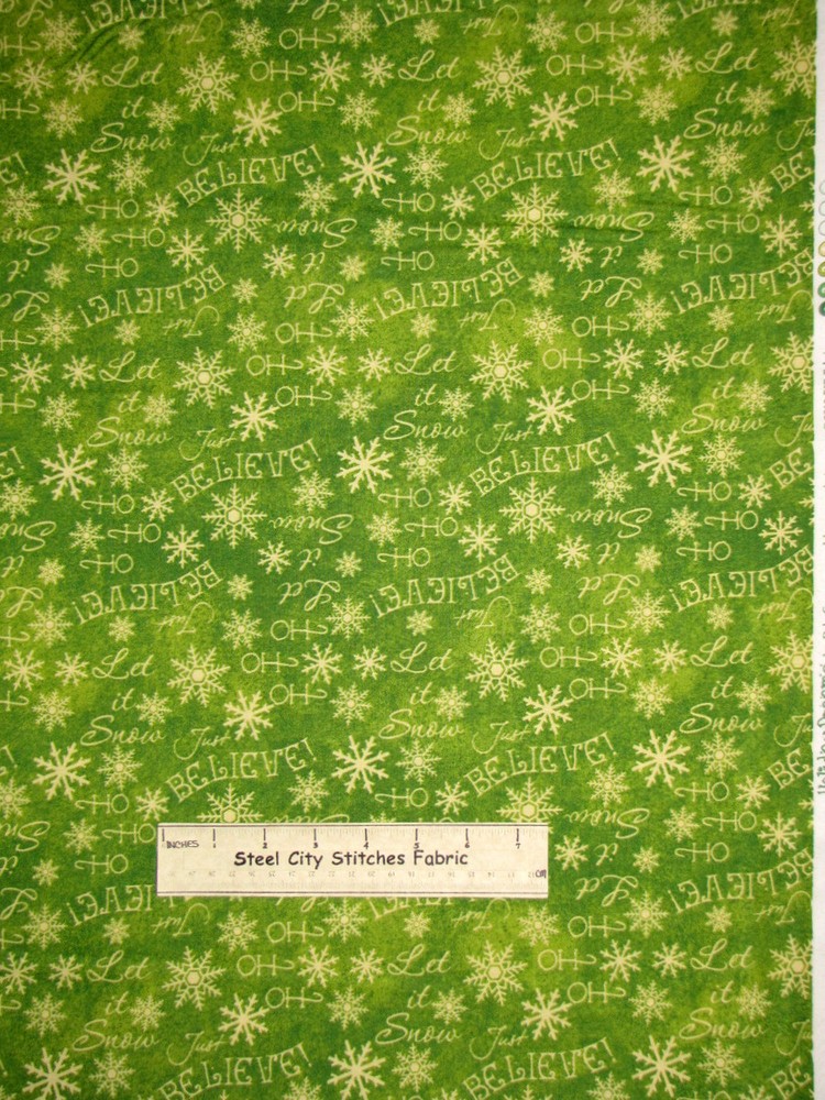 Snowflake Believe Christmas Fabric 25″ Length 44″W Cotton RJR Holiday Dreams