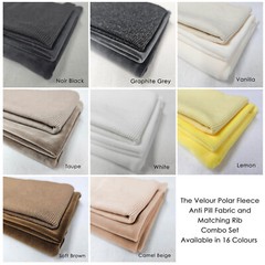 Velour Polar Fleece Anti Pill Fabric with Matching Ribbing Combo Set,Neotrims