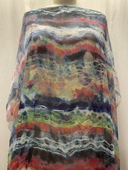 100% Silk Crepe Chiffon Abstract Watercolor Cloud Wave Fabric By The Yard 52″ W