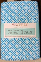 NEW (1) Yard Pre-Cut Waverly Inspirations “Woodblock Blue” Fabric. 100% Cotton.