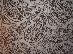 Lee Jofa Groundworks, Paisley Flock, BTP, 55″ W X 36″ L, Color Umber