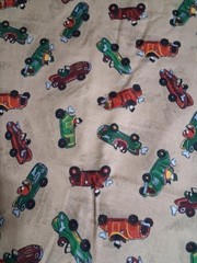 VINTAGE 4yd x 44″ 100% COTTON LIGHTLY BRUSHED RACE CARS QUILTING FABRIC