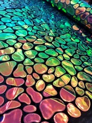 Multicolor Iridescent Sequins On Stretch Black Velvet Fabric Sold By The Yard