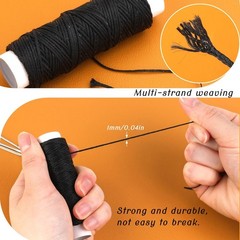 Ftyiwu Waxed Thread, Upholstery Needle and Thread 32 32Yard, Original Black