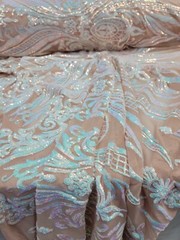 Fabric Sold By The Yard Iridescent White Sequin Bridal Lace Stretch Mesh Dress