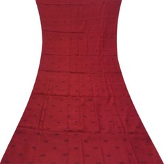 Vintage Red 100% Pure Silk Handwoven Sari Remnant 4YD Craft Fabric Silk Scrap