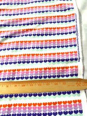 Cotton flannel fabric /rows of colorful hearts Jo Ann Fabrics 1 yd 18″ x 42″