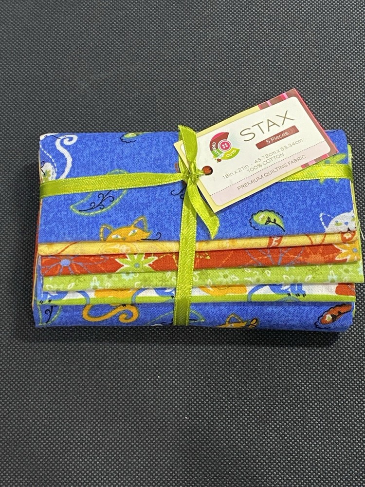 Creative Cuts Stax Cotton Fabric Multicolor 5 Pieces Floral 18 x 21 inch Cats