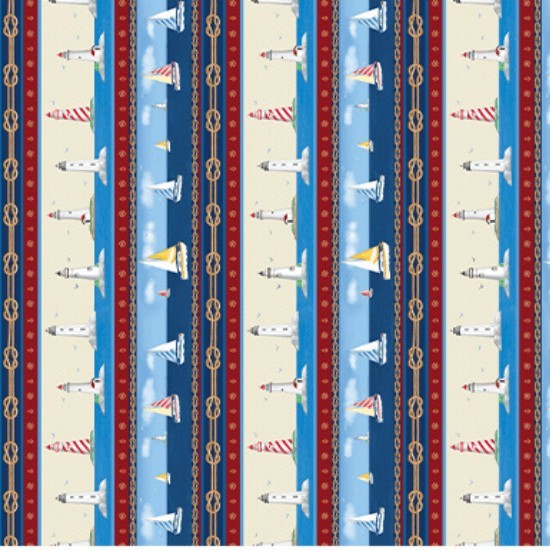 Sail Away Cotton Fabric Benartex Stripe Summer Sold By The Yard