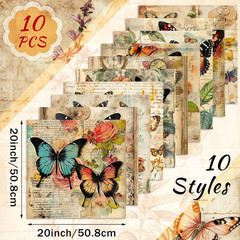 10 Pcs Vintage Butterfly Quilting Fabric Bundles 20 X 20 Inch | Retro Butterfly,
