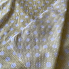 2 Y Vintage Flocked cotton poly batiste fabric DOTTED SWISS White dots on yellow