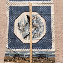 Vintage Shore Birds Fabric Panel 52×17 Seagulls Sandpipers Coastal Craft NOS