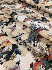 Kimonos & Koi – Japanese Geisha Crane – Paintbrush Studio Cotton Fabric