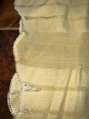 2.8ydX63″W yellow silky rayon-y synthetic wide shadow stripe seersucker fabric