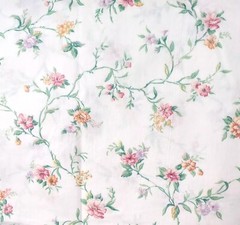 Ambiance Screen Print 100% Cotton Scotchgard Cream Floral Fabric 3+ yds x 54in