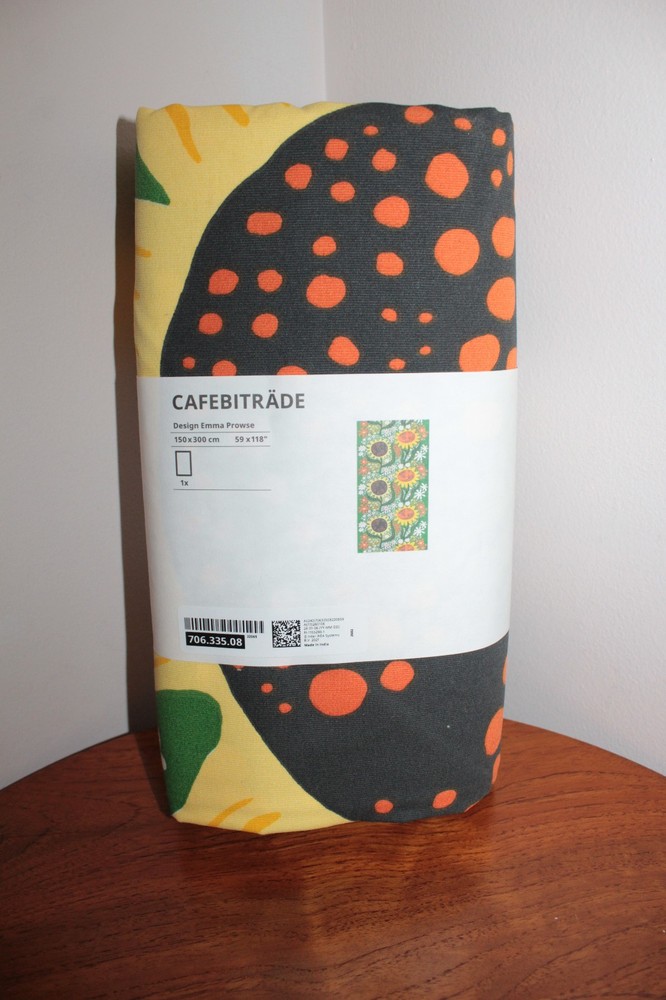 IKEA CAFEBITRADE FABRIC 100% COTTON FLORAL PRINT GREEN & MULTICOLOR 59″ x 118″