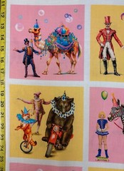 Circus Michael Miller Fabric elephant horse clown tent penguin pink yellow