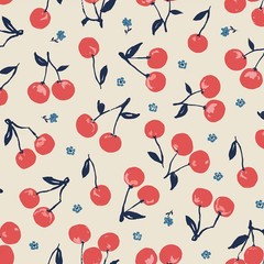 CLOUD9 – Jubilant By Alison Janssen – Cherries – Cream ,1/4 yard