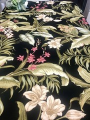 A Tropical Floral Fabric Gorgeous Colorful Design On Black 56”x6.3 Yds Unbranded