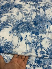 Indian Hand Block Print 100% Cotton Running Craft Indigo Blue Dress Fabric Yard