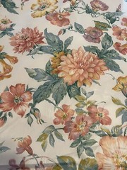 Vtg Robert Allen Floral sateen cotton McMillen 1989 7 yds 55″ peach green dupont