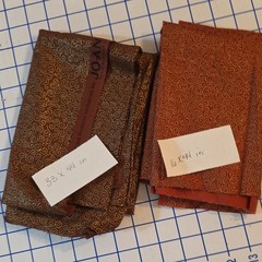 JOANN Swirl Cat Fabric Remnants Lot Brown Orange Cream Green Quilting Crafts