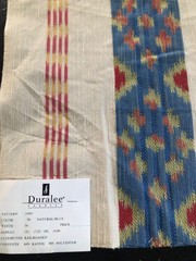 DURALEE Ikat in Natural/Blue 17 3/8″ Fabric Sample