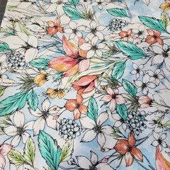 Super Snuggle Flannel Fabric 4 yd Hawaiian Flowers New Uncut