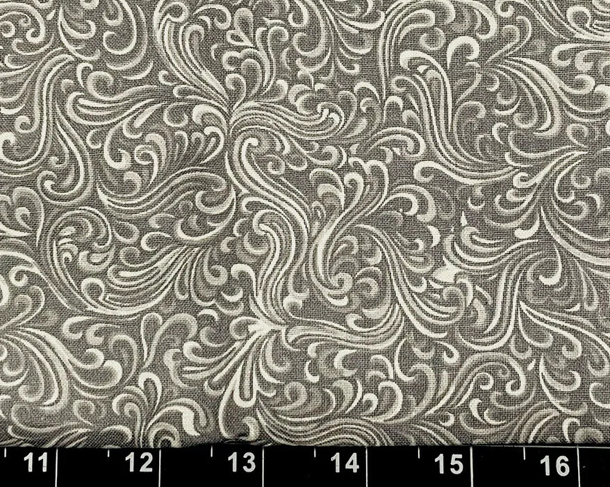 Tina Scrap Curls Elegant Leaves Heart Flower Floral Cotton Fabric 9″x21” Swirl