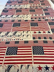 Vintage Patriotic Eagle Flag Fabric So proudly we hail 4th of July by the yard