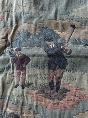 Tapestry Fabric Golfers Theme Raw Edge Width 23-26.5 Inches X Length 56.5 Inches
