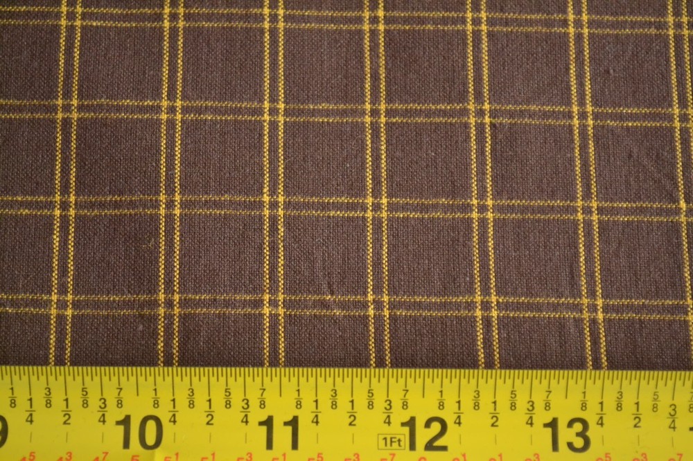 By 1/2 Yd, Gold & Brown Plaid Homespun Cotton, Andover/Morton/Simple Charm, B212