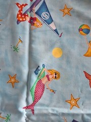 2002 Clearwater Fabrics-Blue-Mermaids -Beach-Relaxing-Vacation-3.75 yards x 44″