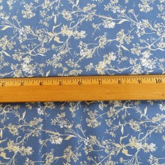 Yard ~ Smithsonian Wild Flowers Branches On Blue ~ $3.99 Ships ANY Amount Fabric