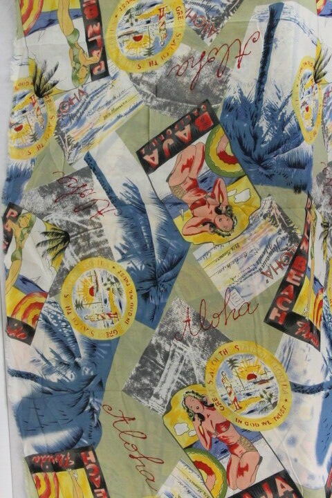 Pin Up Girls Fabric Baja Aloha Palm Beach Bikini Sheer Polyester 3 Yards Remnant