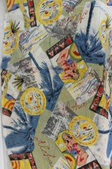 Pin Up Girls Fabric Baja Aloha Palm Beach Bikini Sheer Polyester 3 Yards Remnant