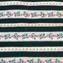 Vintage 1990 Fabric Traditions Green and Floral Stripe HALF YARD Remnant 23″x44″
