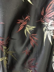 Alondra BLACK Leaves Brocade Chinese Satin Fabric by the Yard – 10095