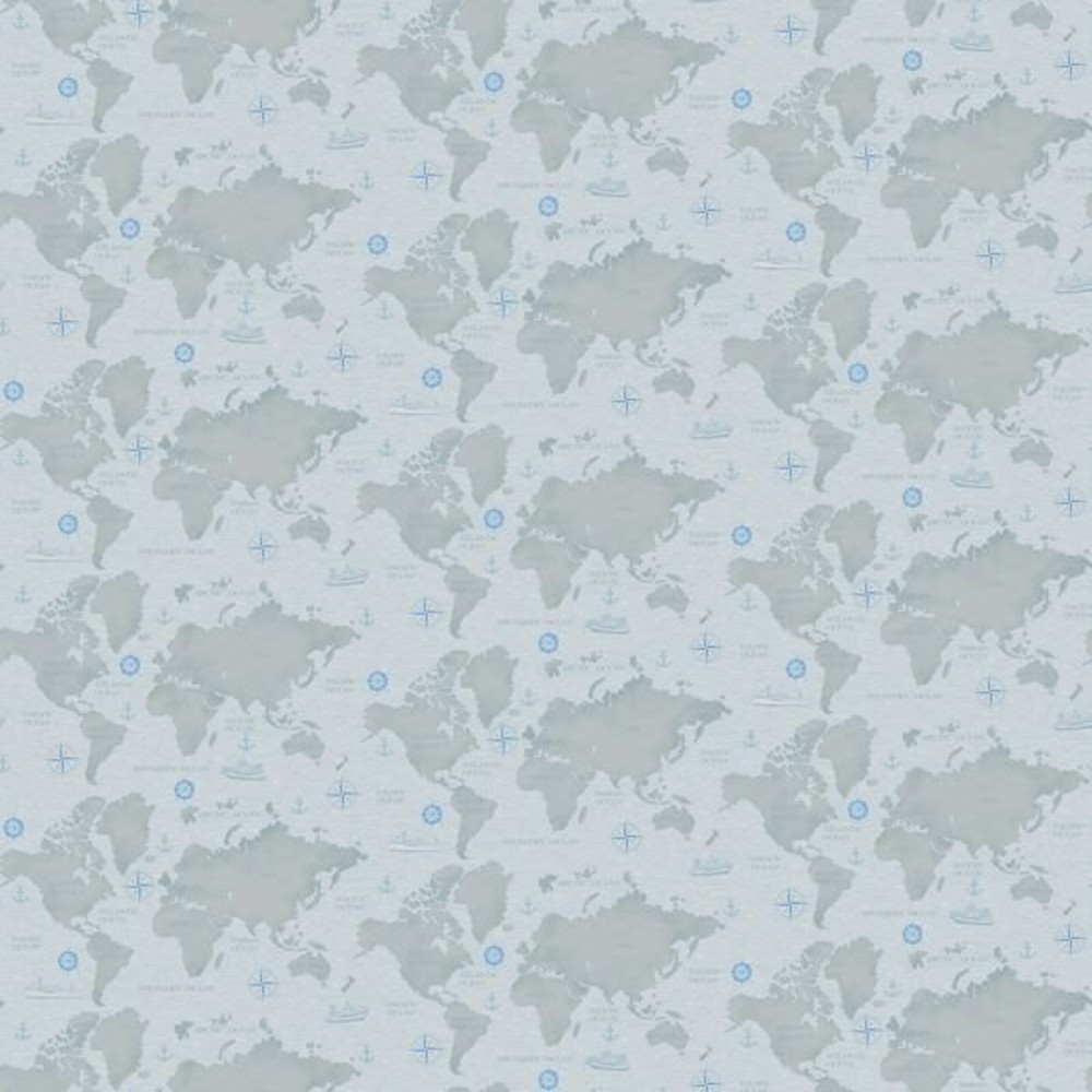 Coastal Guardians Map Gray Cotton Fabric