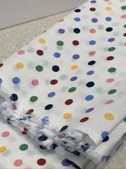 1 1/4 Yard Fabric White Poka Dots Green Yellow Red Blue Pink Purple