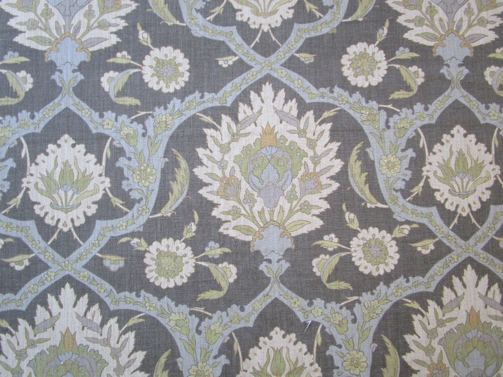 Lewis & Wood Damascus Dreams 34″ t fold Linen Blend Fabric Print Bronze Colorway