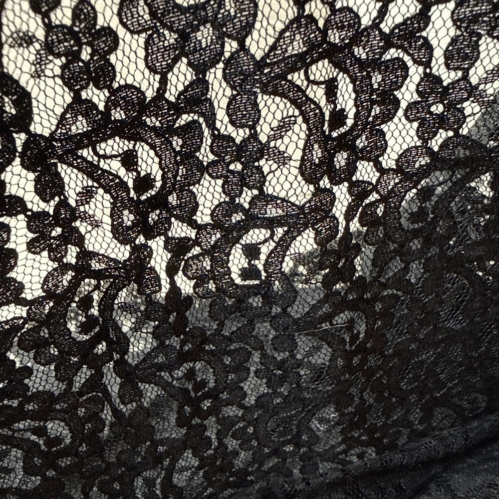 Black Floral Lace Fabric 2 Yards 4 Inches x 43” Wide Sheer Slight Stretch