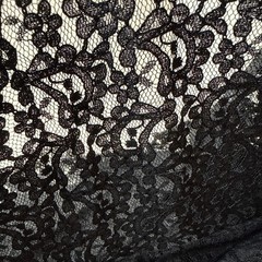 Black Floral Lace Fabric 2 Yards 4 Inches x 43” Wide Sheer Slight Stretch