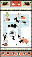 Feline Drive Fabric CATS IN THE LAUNDRY Banner Panel – Sold by the Panel