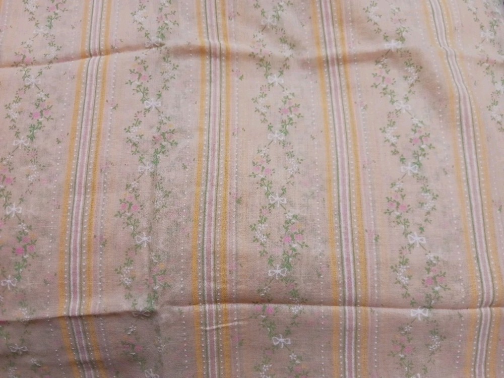 Creamcile Orange Sheer Fabric Flocked 30″ X 44″ Vintage Striped Floral Columns