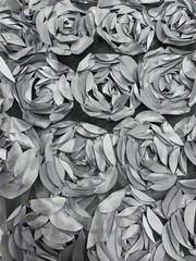 Maci GREY 3D Floral Polyester Satin Rosette on Mesh Fabric by the Yard – 10057